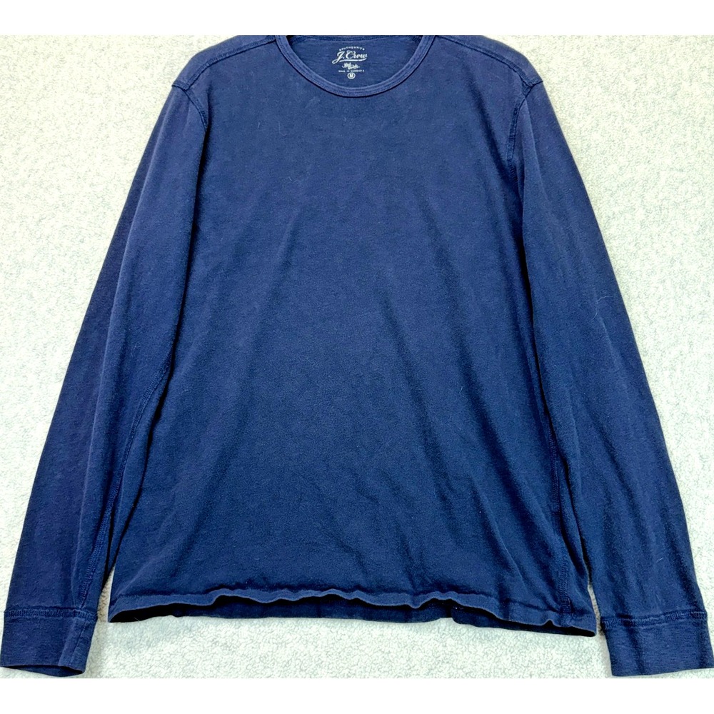 J.Crew Knit Goods Mens T-Shirt Navy Blue Long Sleeve Crewneck Cotton Comfort M